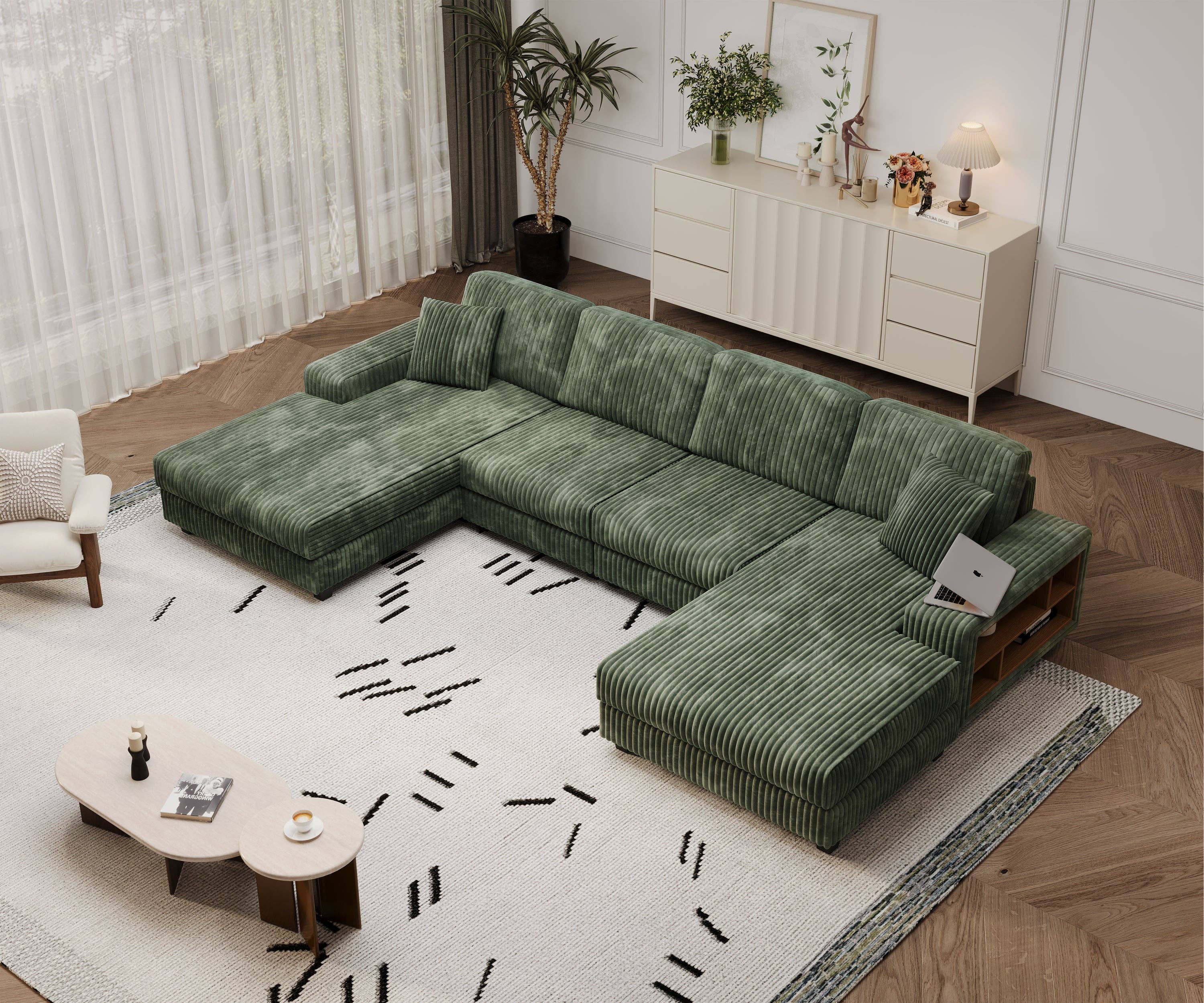 HOMYCASA DESIGN INC - Wholesale Sofa - 4-Seater U-Shaped Modular Sectional  Sofa & Corduroy Fabric3