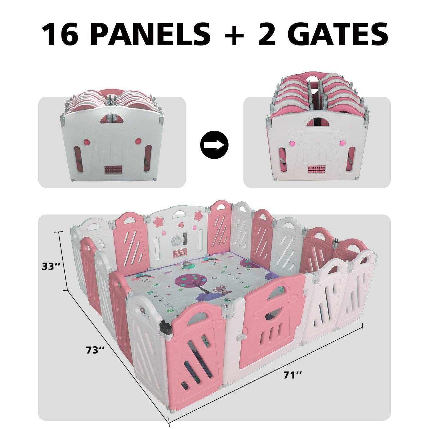 39F Inc. - Wholesale Toy Set - Kids - Foldable 16+2 Panel Baby Playpen with Safety Gate1