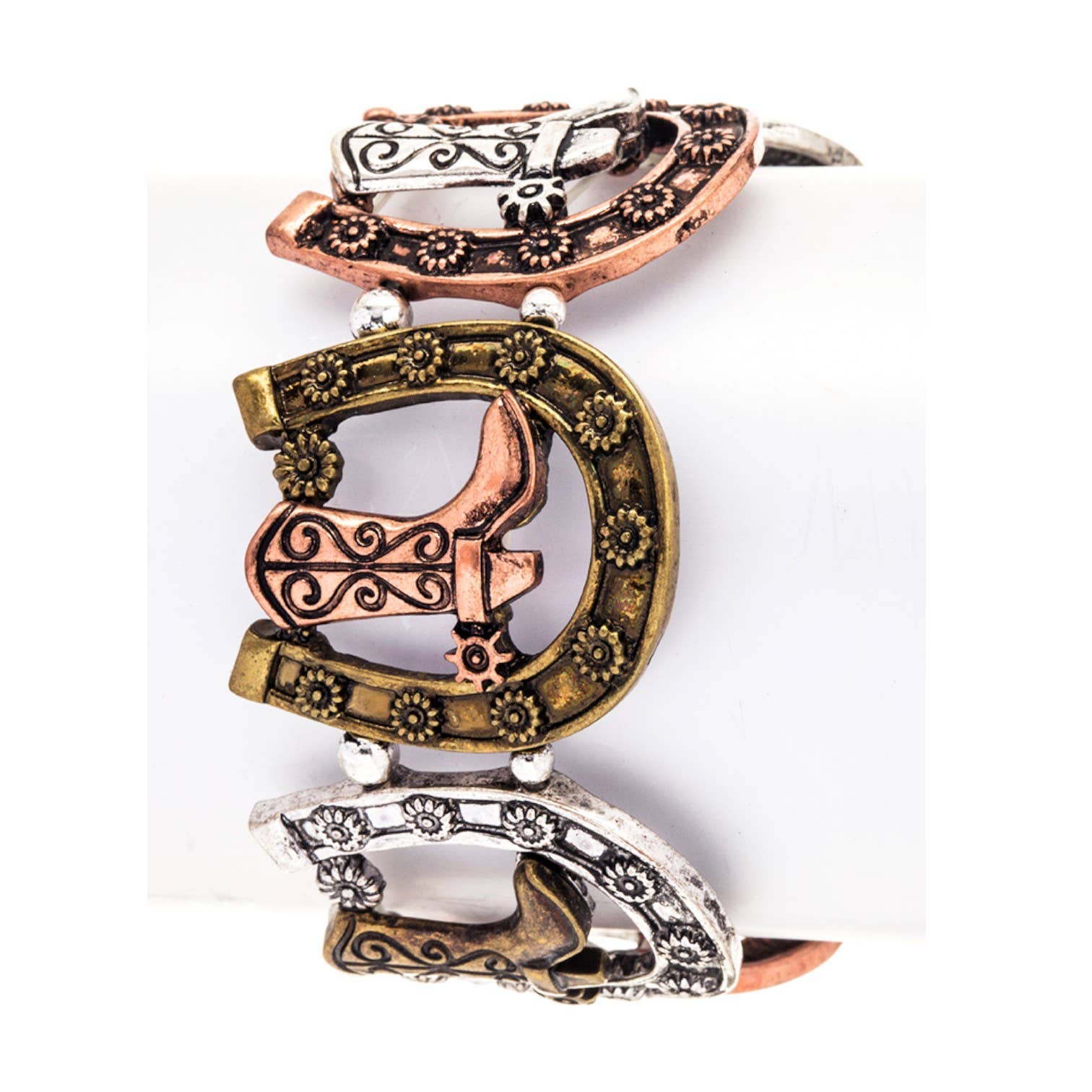 Rope & Spurs - Wholesale Charm/Dangle Bracelet - Cowboy Boots Horse Shoe Stretch Bracelet1