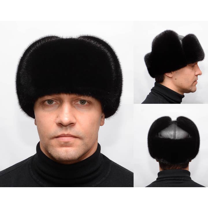 FurStyleUa - Wholesale Trapper/Bomber Hat - Men's - Men Fur Hat Russian Fur Hat Mink Fur Earflap Hat Ushanka Hat3