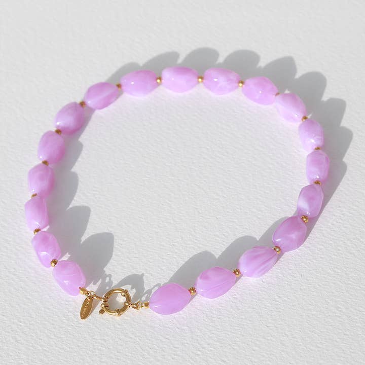 Collana d'oro Rocks lilla per la vendita all'ingrosso da parte di Love Ibiza