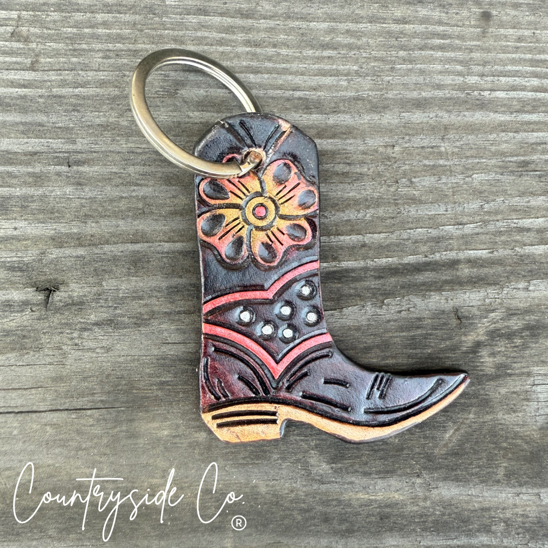 Texas Western Cowhide Bags and More - Wholesale Keychain - Women's - Leather Boot Hand Painted Keychain, Charm5