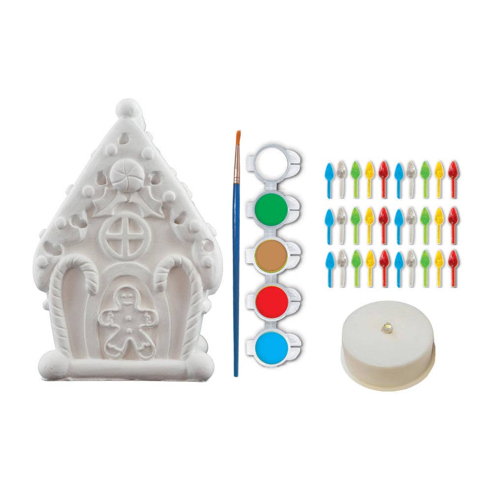 Masterpieces Puzzles - Wholesale DIY Craft Kit - Light-Up Gingerbread House - 6" Plaster Paint Kit1