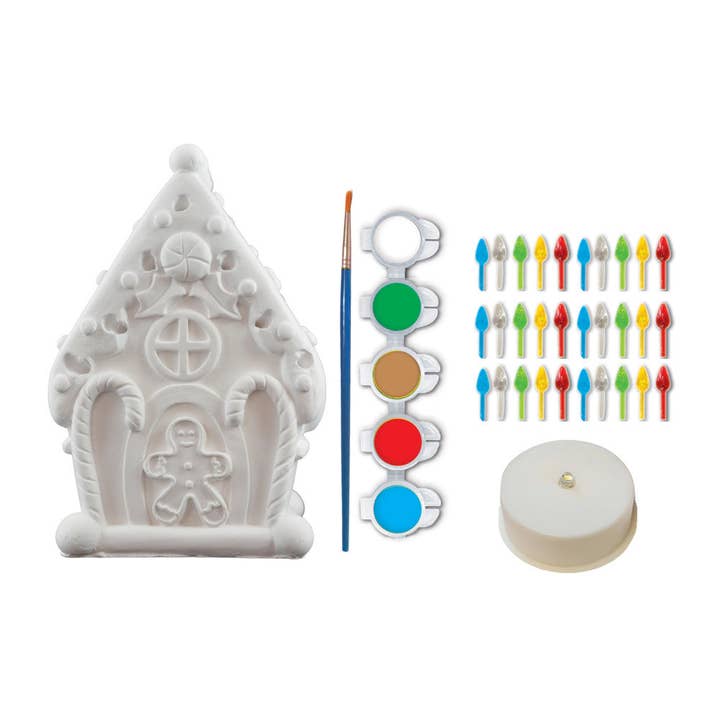 Masterpieces Puzzles - Wholesale DIY Craft Kit - Light-Up Gingerbread House - 6" Plaster Paint Kit1