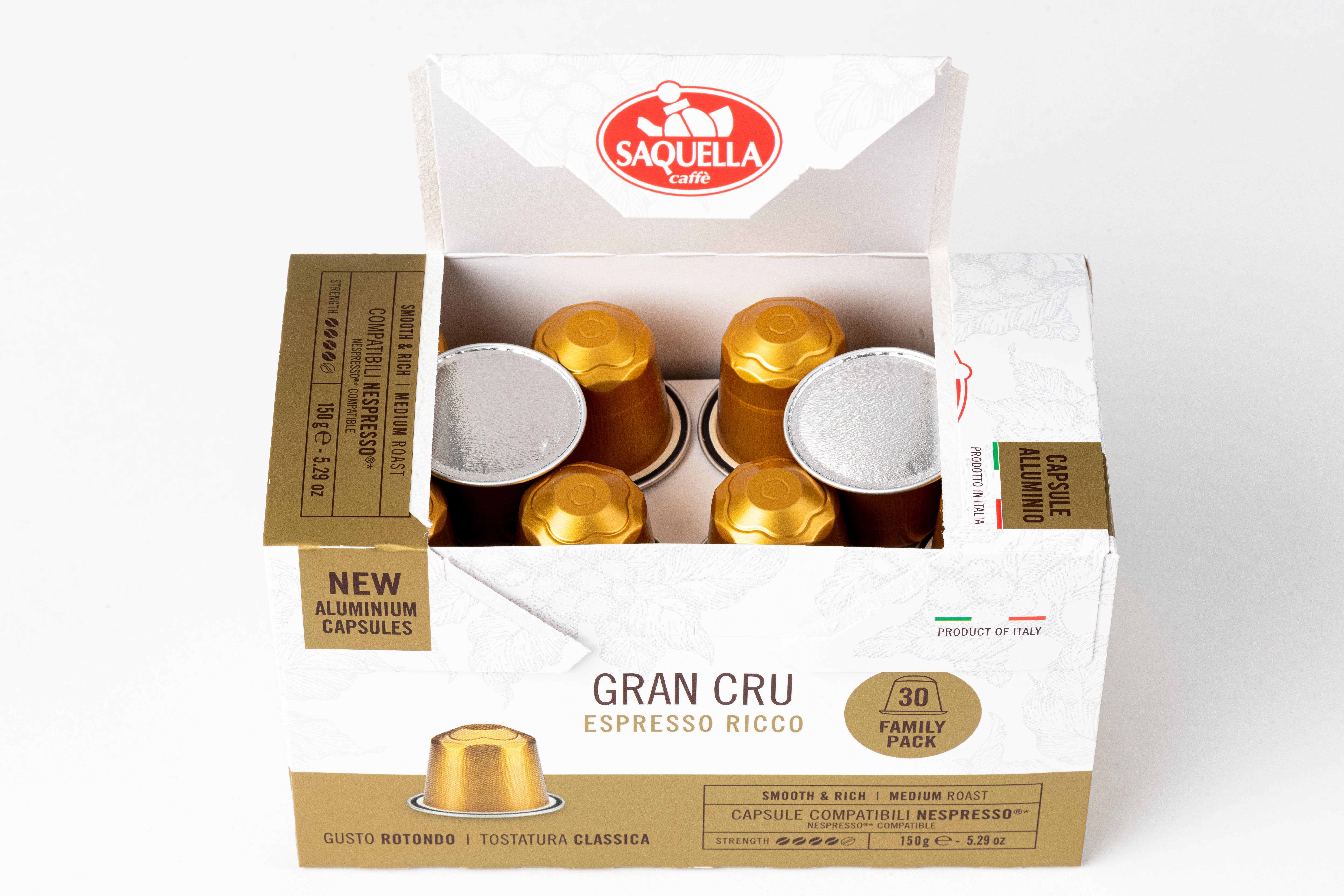 Saquella 1856 SRL - Wholesale Coffee Beans - Grand Cru Capsules Box 30 Pcs Aluminum3