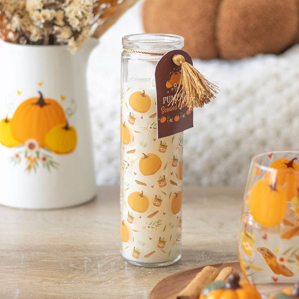 Something Different Wholesale - Wholesale Jar/Filled Candle - Autumn Pumpkin Print Tube Candle