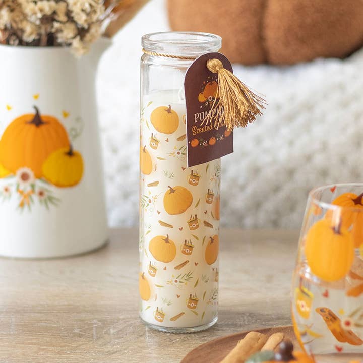 Vela en tubo con diseño de calabaza otoñal para venta al por mayor de Something Different Wholesale