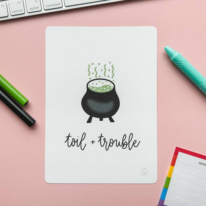 The Harpy Otter Co - Wholesale Art Print - Toil + Trouble Cauldron Art Print0