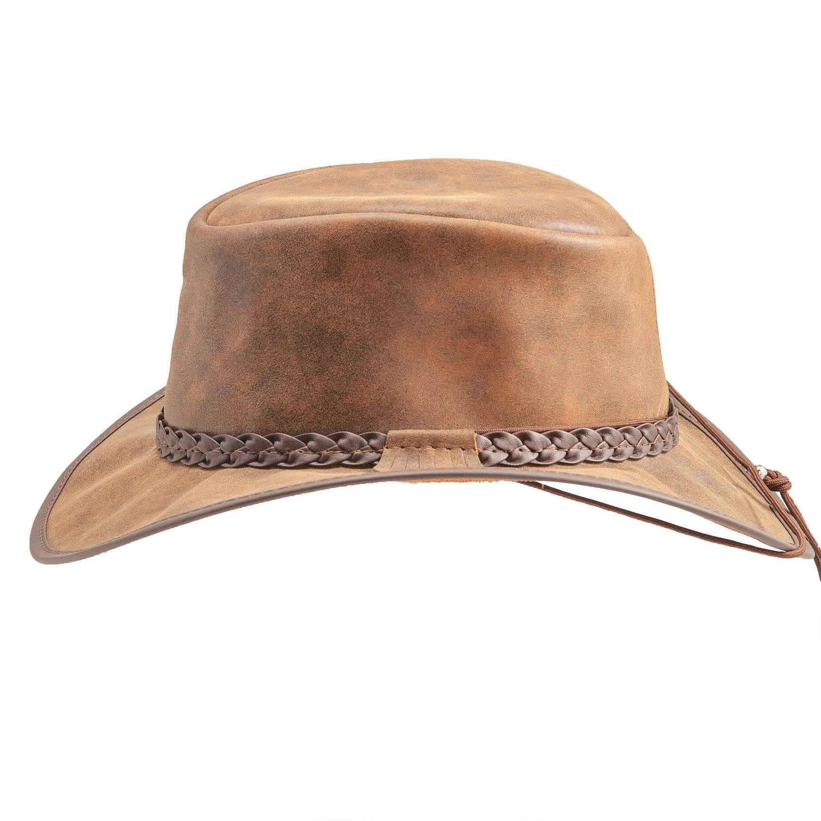 American Hat Makers - Wholesale Cowboy Hat - Unisex - Premium Crushable Leather Outback Hat - Style Crusher40