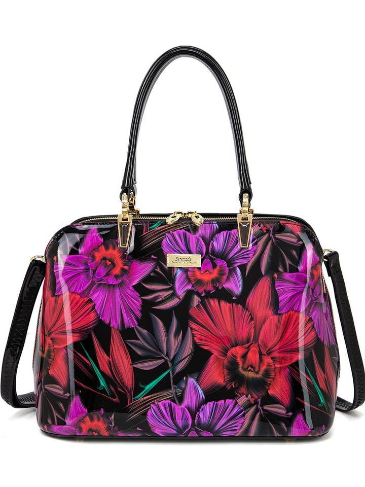 ORCHID TRIPLE COMPARTMENT LEATHER BAG- SF15-8137 for wholesale by Serenade Beverly Hills Collection