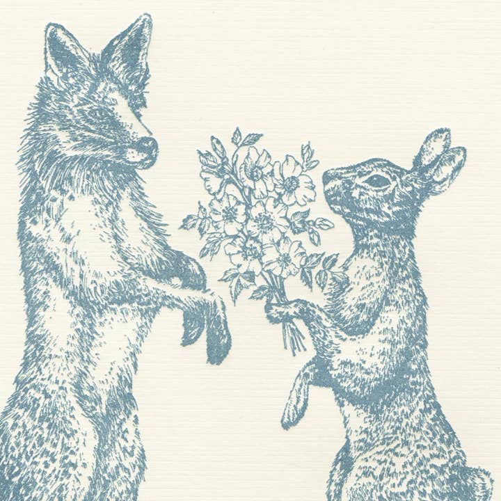Fox & Rabbit Courtship • Impression pigmentaire minérale typographique pour la vente par Justina Freel