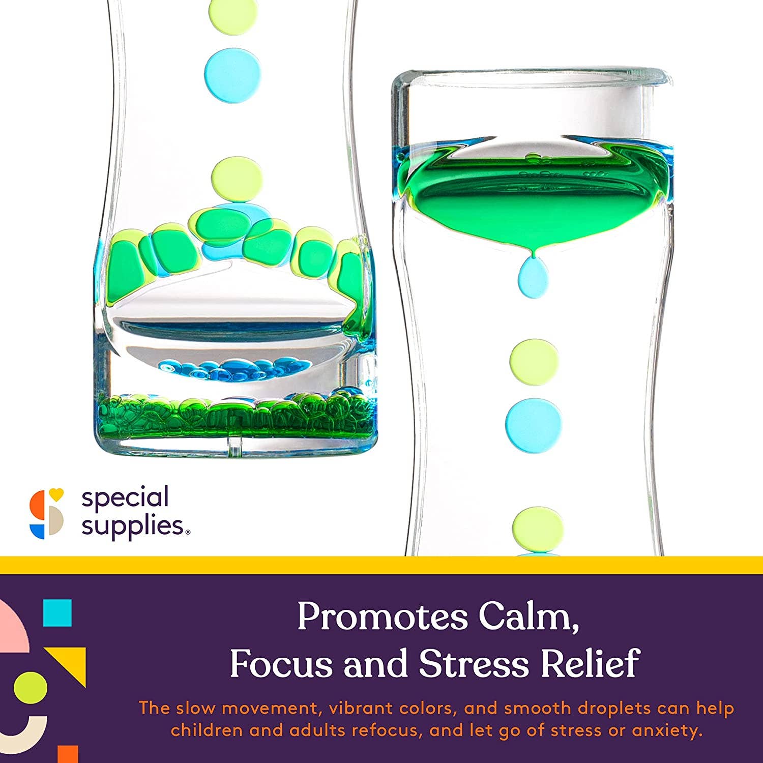 Special Supplies - Wholesale Fidget Toy - Kids - Special Supplies Liquid Motion Bubbler Toy (1-Pack) Colorful Hourglass Timer with Droplet Movement, Bedroom, Kitchen, Bathroom Sensory Play, Cool Home or Desk Decor (Green)3