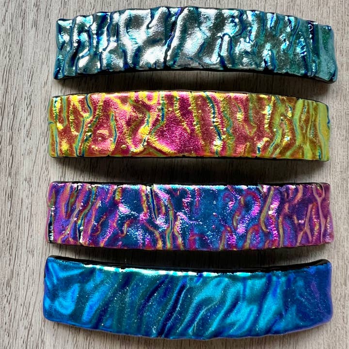 Glass Town USA – wholesale Barrette – Women’s – Barrettes Dichroic Glass Ripple Wavy Texture Large 0r Medium1