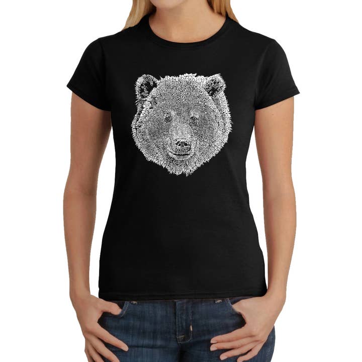 Women's Word Art T-Shirt - Bear Face for wholesale by LA Pop Art