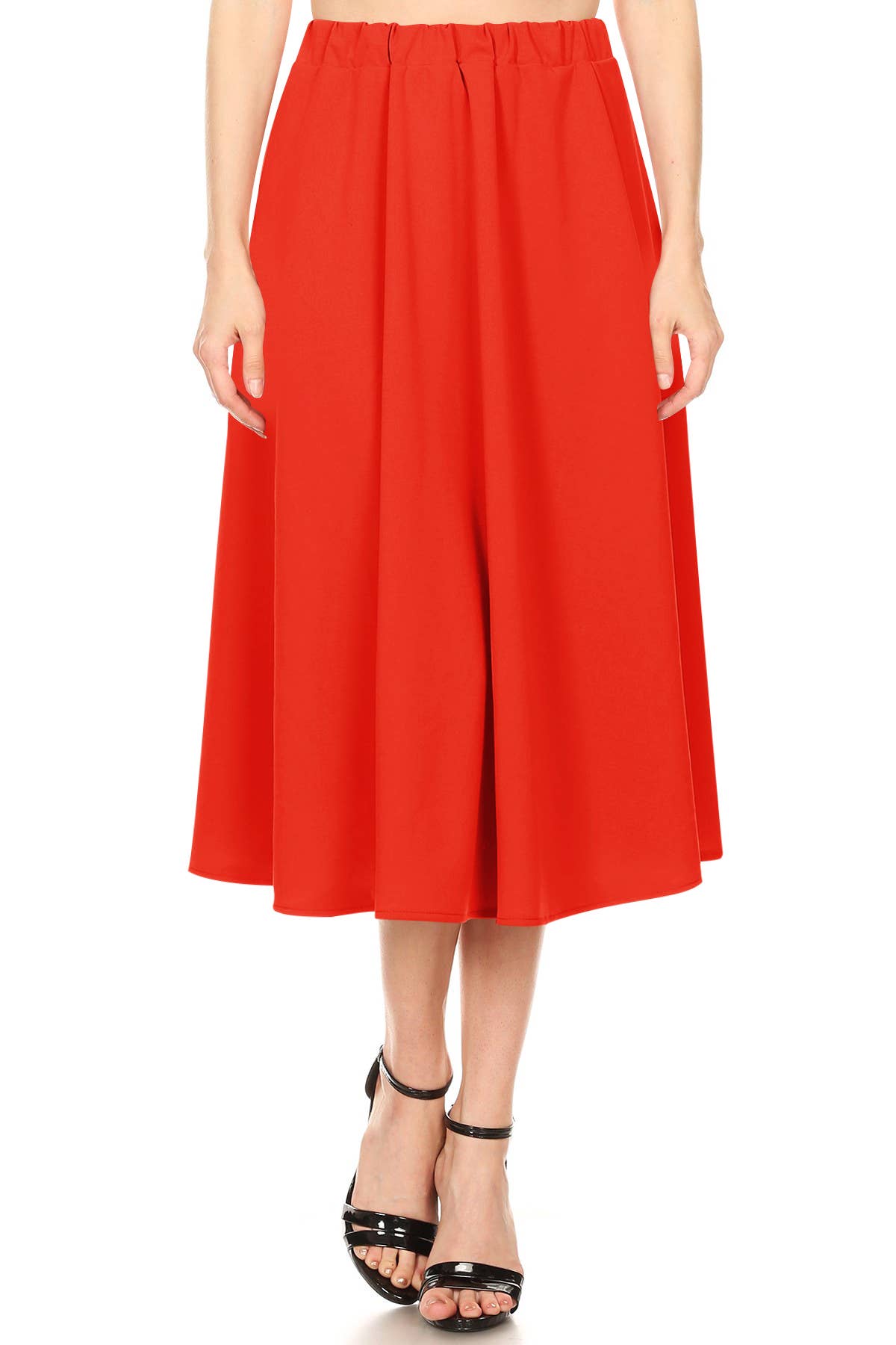 MOA COLLECTION - Vente Jupe – femme - Femme Casual Trapèze Plissée Solide Jupe Midi14