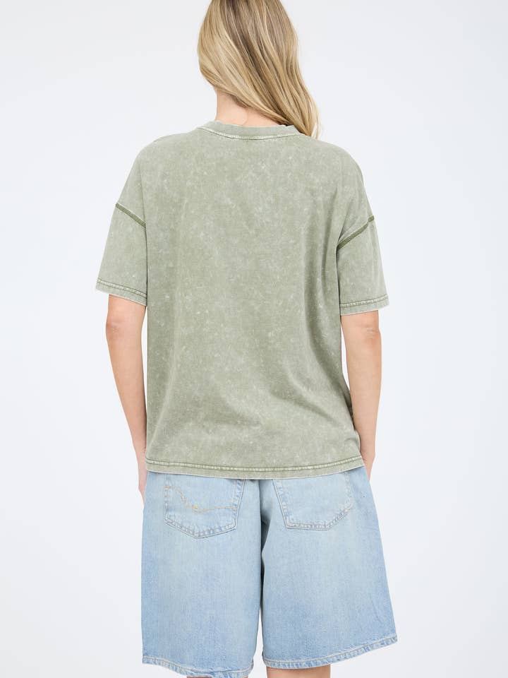 Blu Pepper - Wholesale Knit Top - Women's - GOOD VIBES WASHED SHORT SLEEVE KNIT T-SHIRT