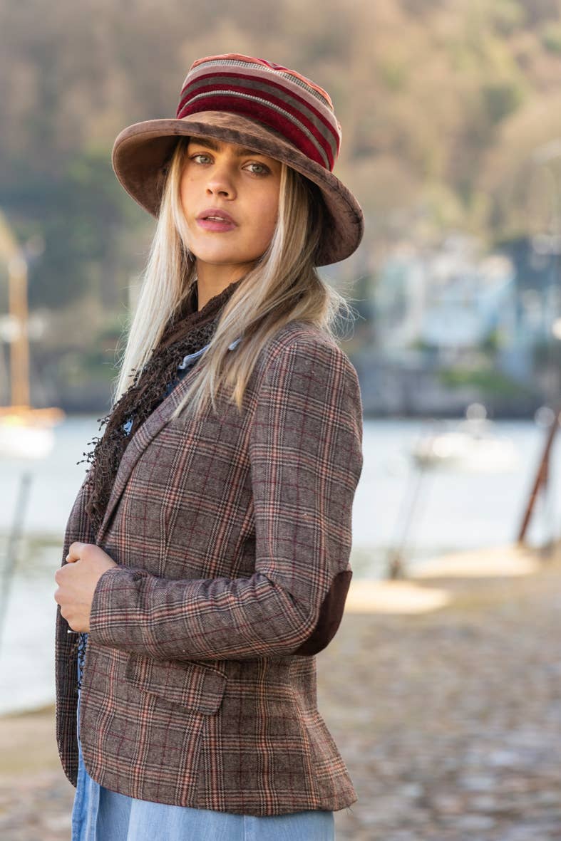 Proppa Toppa Hats - Wholesale Fedora - Women's - Vintage Fabric Striped Winter Hat2