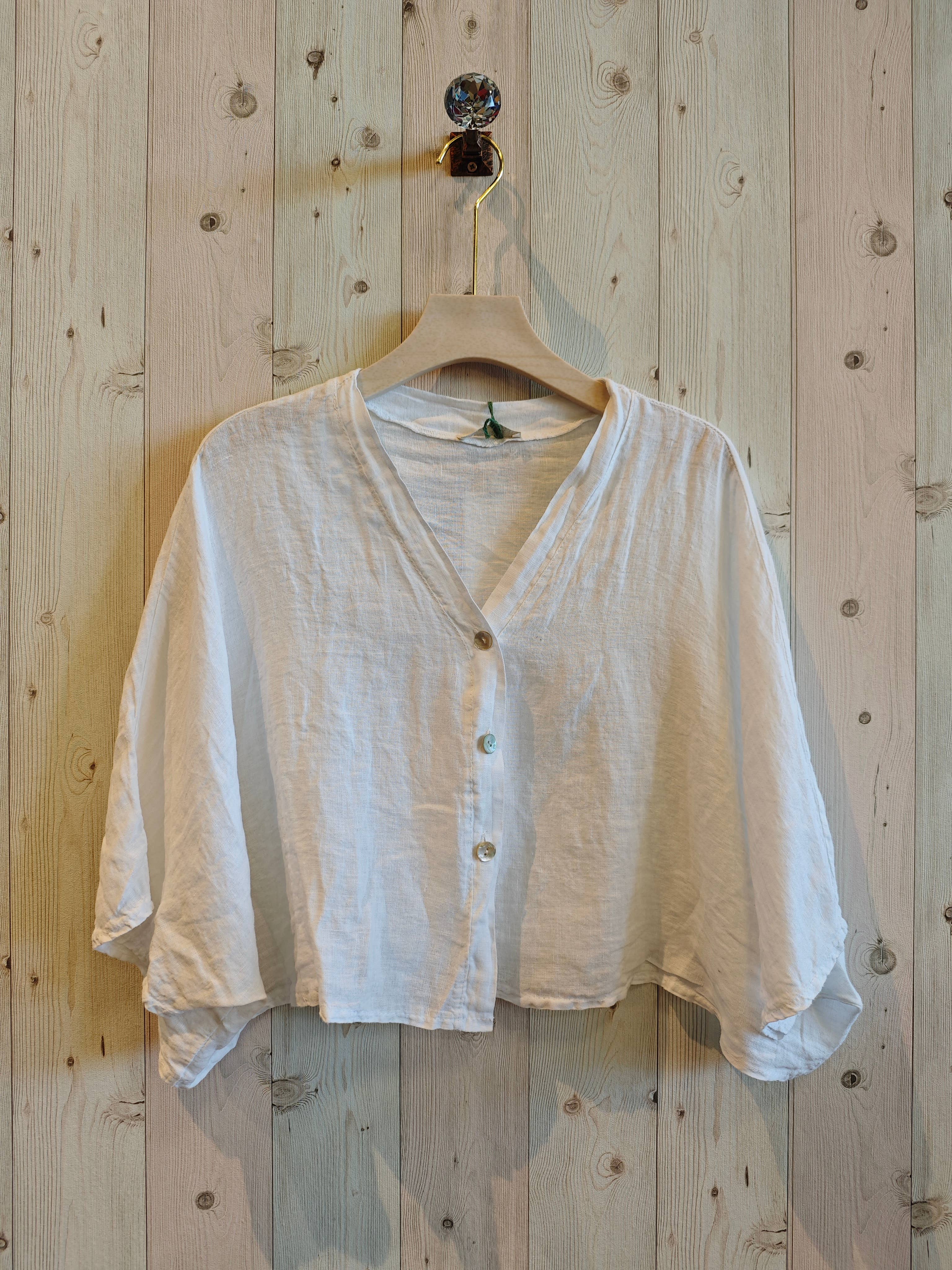Linen & More - Wholesale Blouse - Dames - Kortelastische blouse met korte mouwen van 100% linnen19
