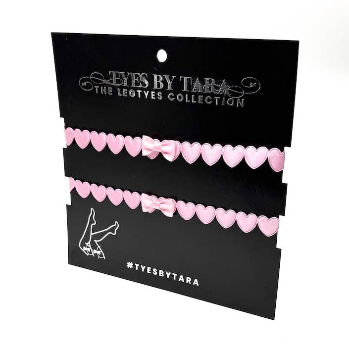 Sweetheart Legtyes | Pink Heart Adjustable Leg Garters for wholesale by Tyes By Tara