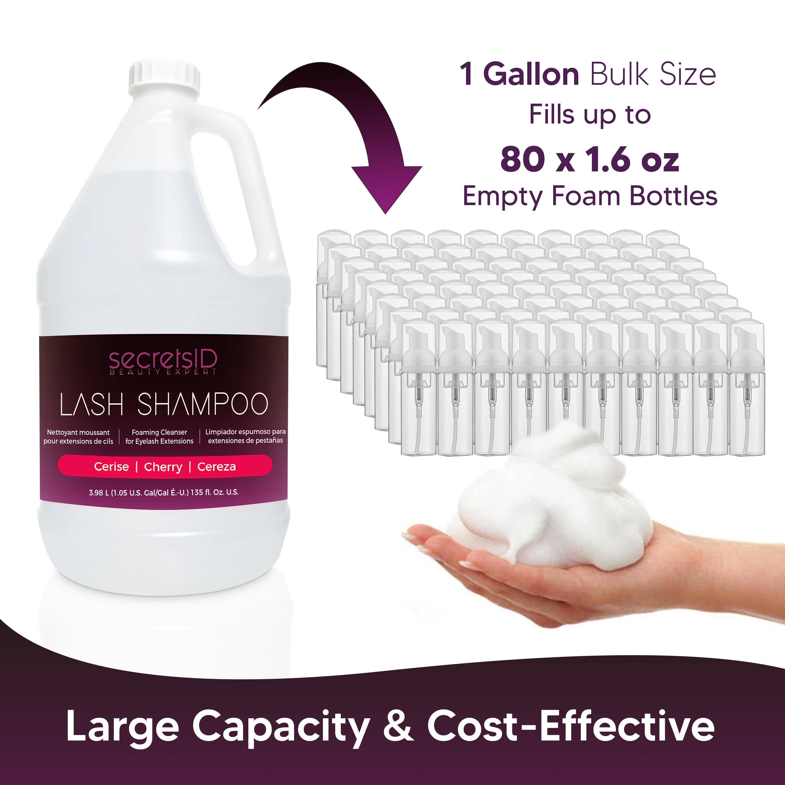 SecretsID - Wholesale Eyelash/Brow Serum - Foaming Lash Shampoo Bulk 1 Gallon Size - Cherry Scent1