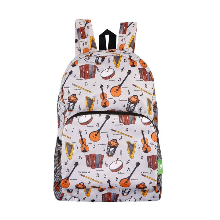 Eco Chic Lightweight Foldable Backpack Music for wholesale by Eco Chic