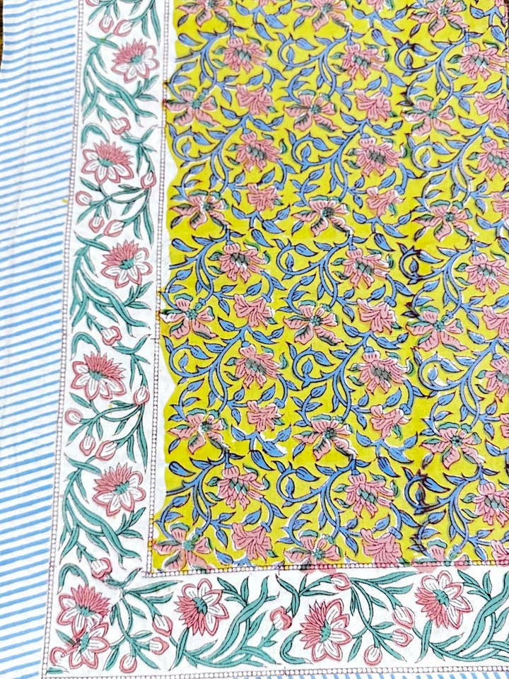 Cotton Autumn Winter Table Cover | Yellow Peach Floral for wholesale by Essential Designs London