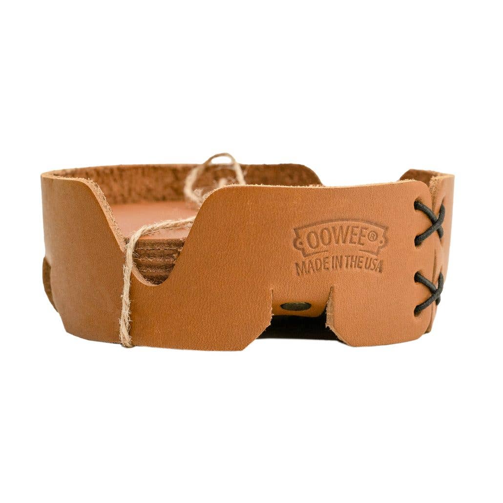 Oowee Products - Wholesale Coasters - Customizable Set of 4 Leather Round Coasters for Drinks3