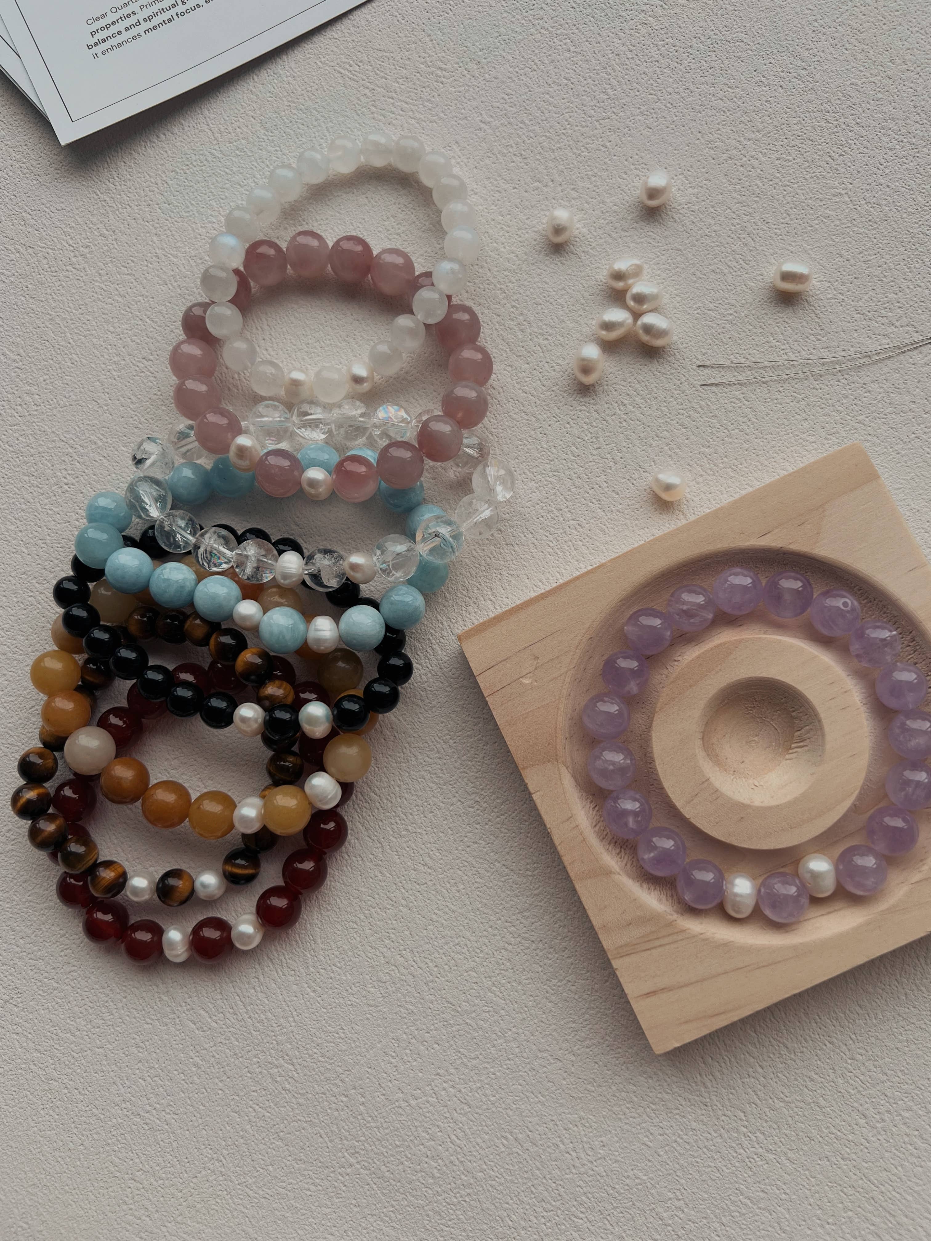 Amaré - Wholesale Beaded Bracelet - Lavender Amethyst & Pearl Bracelet – 10mm Beaded Gemstone2