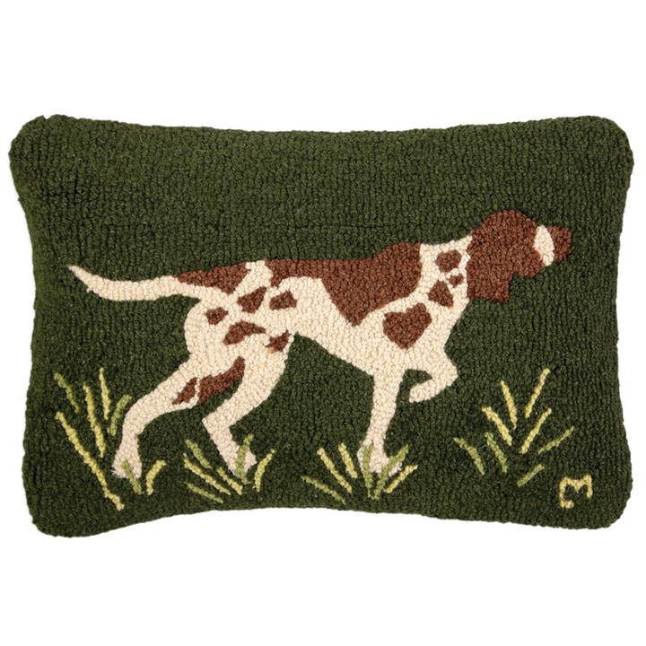 Pointer 14"x20" Hand Hooked Wool Decorative Pillow for wholesale by Chandler 4 Corners