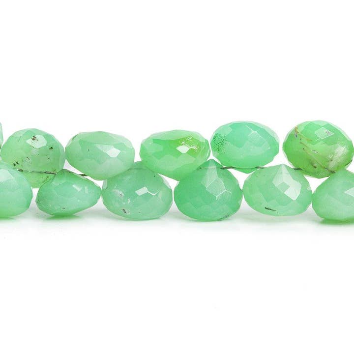 10mm Chrysoprase Faceted Candy Kiss Beads 8 inch 45 pieces for wholesale by The Bead Traders
