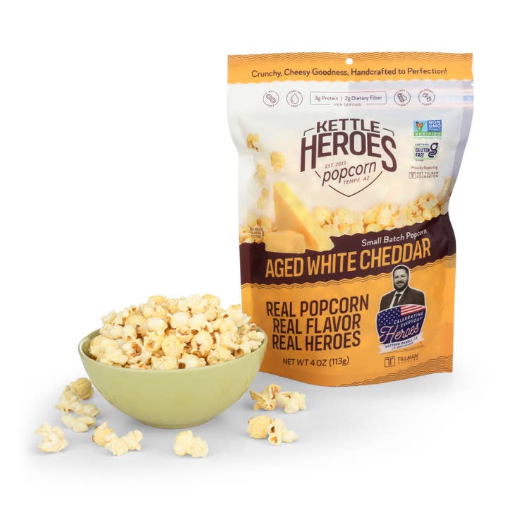 Kettle Heroes Artisan Popcorn - Wholesale Popcorn - Aged White Cheddar Popcorn