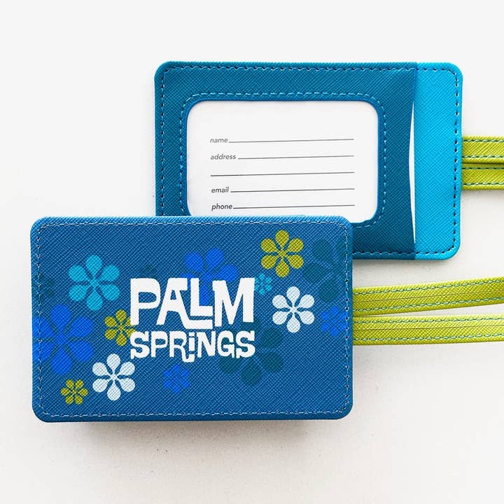 Destination PSP - Venta al por mayor Etiqueta de equipaje - Etiqueta para equipaje Palm Springs Modfest, color azul1