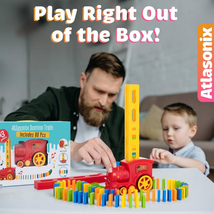Atlasonix - Wholesale Toy Set - Kids - Domino Train Set for Kids, Montessori Educational Toys- 2201
