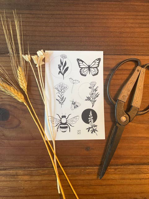 Pen+Pine – Großhandel Temporäre Tattoos – Wildflower Temporäres Tattoo Blatt1