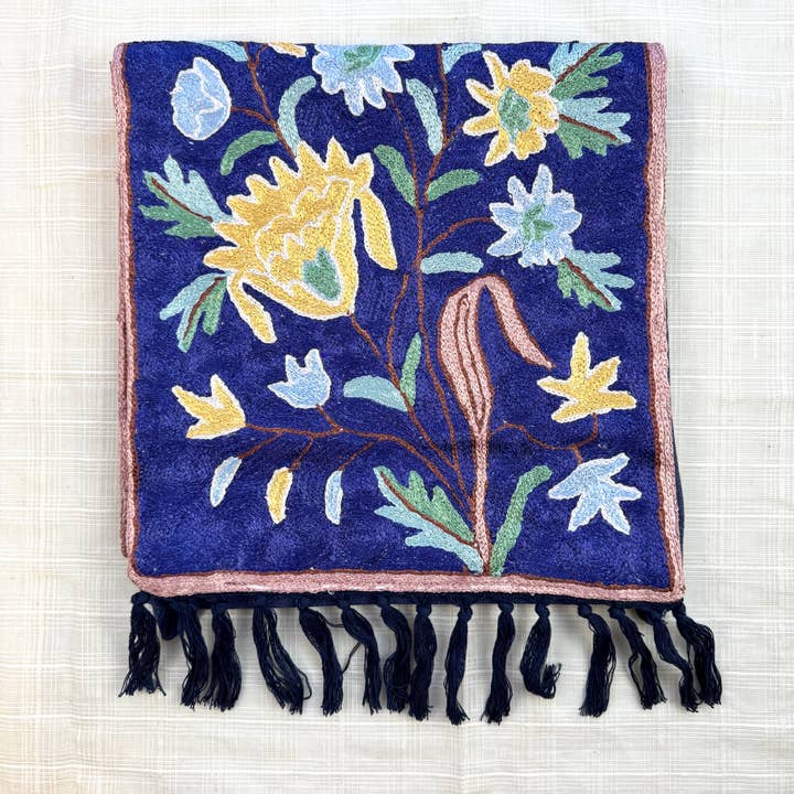 Floral Cotton Embroidered Wall Hanging, India for wholesale by Tesoros Trading Company