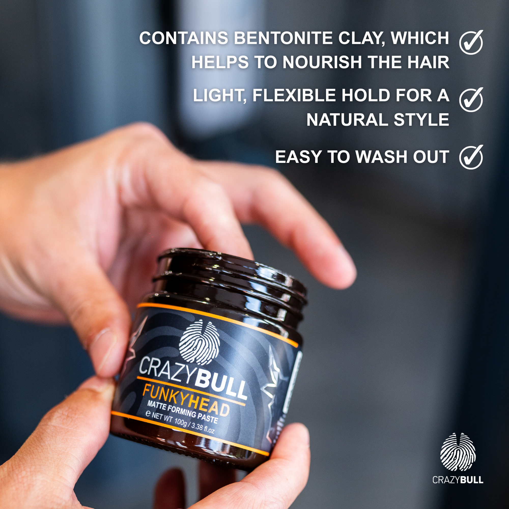 CRAZY BULL HAIR PRODUCTS - Wholesale Hair Texture Balm/Paste/Pomade - Crazy Bull Funky Head Light Hold Hair Styling Paste 6 Pack4