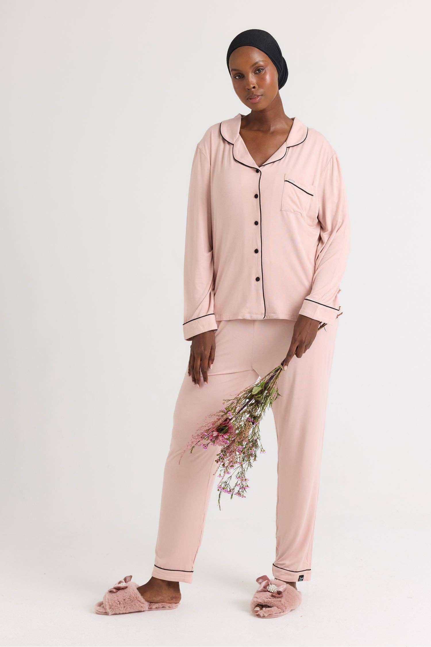 Bamboo Long Pyjama Set in Pink for wholesale on Faire3
