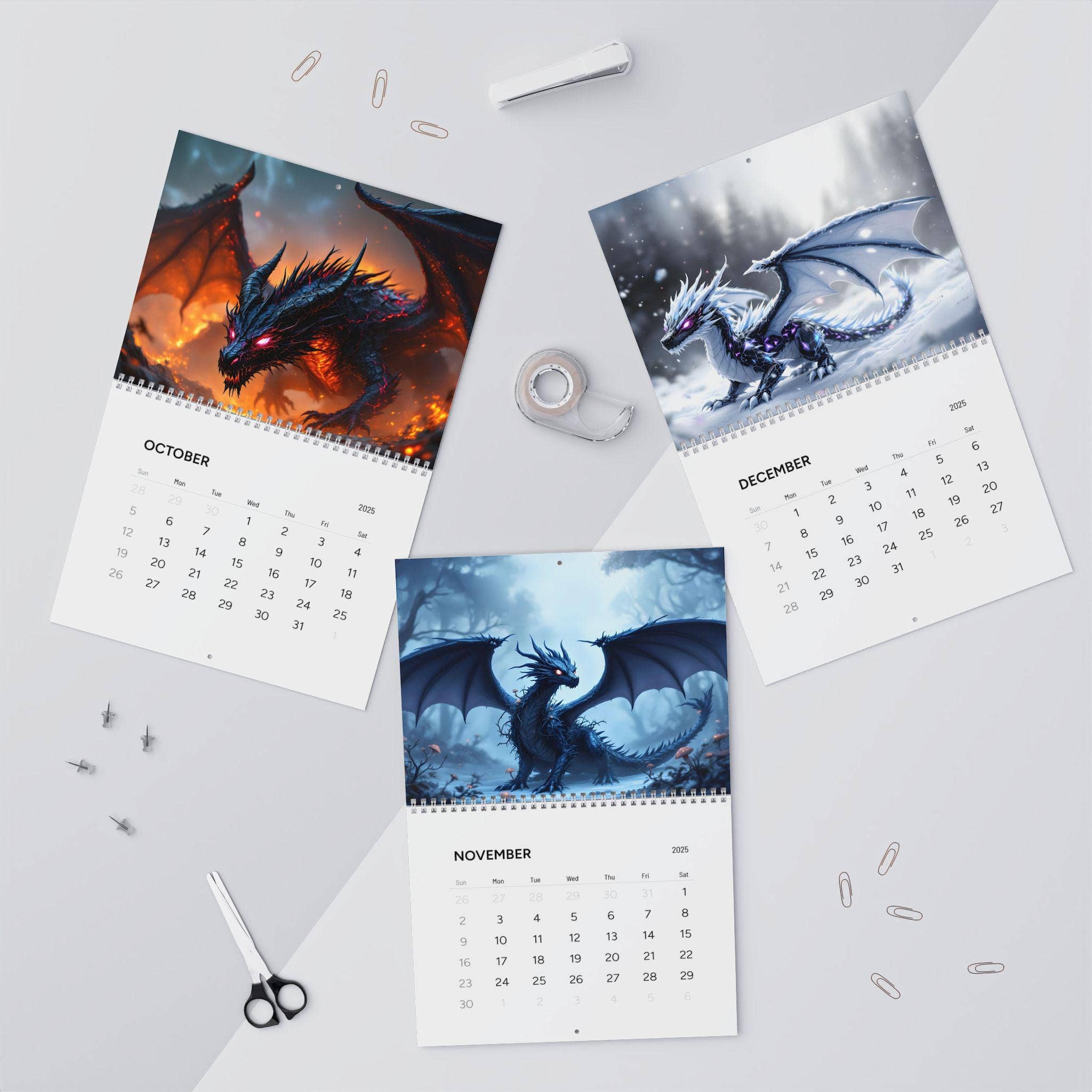 Hallowed Relics – Großhandel Kalender – 2025 Mythischer Drachenkunst-Kalender - Gotische Wanddekoration6