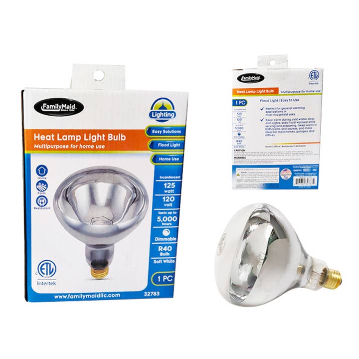 Heat Lamp 125W 120V E26 Clear R40 for wholesale by Deluxe Import Trading