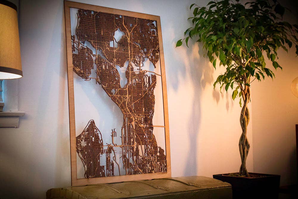 One Man One Garage - Wholesale Wall Accent - City Maps, Large 24x36" Perfect Housewarming Gift! Wooden Street Cutouts27