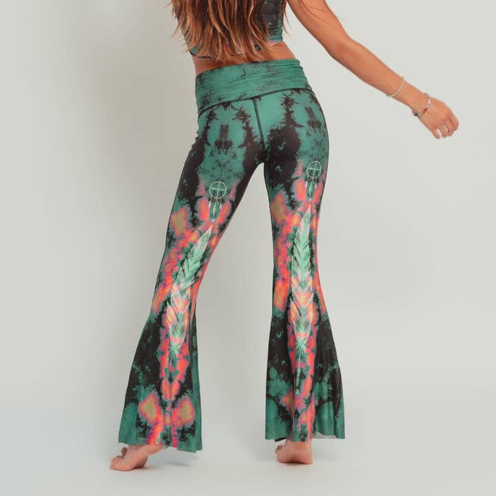 Eagle Feather Green Crop Bell Bottom for wholesale by Teeki Boutique + WithLove USA Made ~ Wholesale