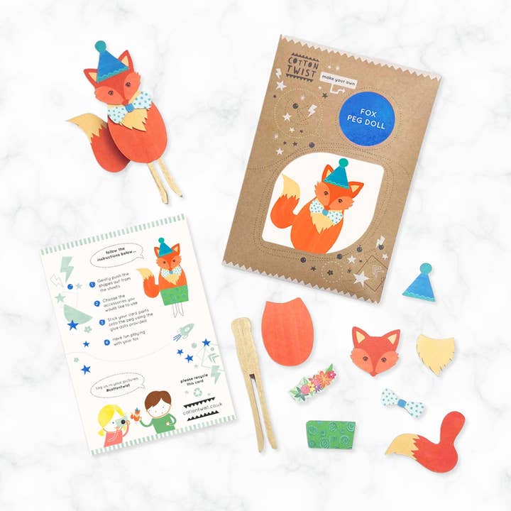 Cotton Twist - Wholesale DIY Craft Kit - Kids - Make Your Own Fox Peg Doll Kit