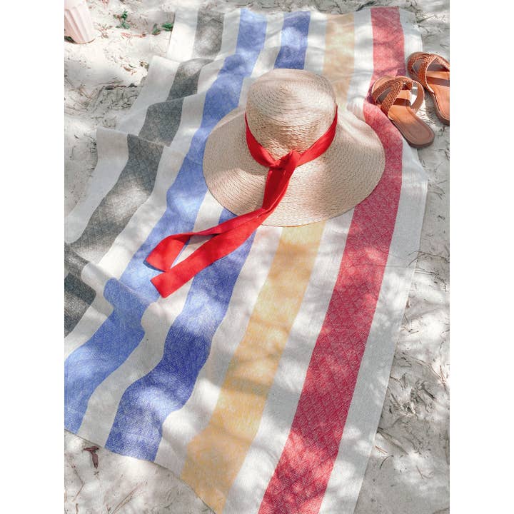 Matrinna – wholesale Strandhandduk – Färgglad randig linne strandhandduk, spa-lakan