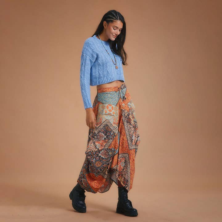 Los Banditos - Wholesale Skirt - Women's - Gypsy Style Elastic Waist Oversize Pockets Wholesale Skirts2