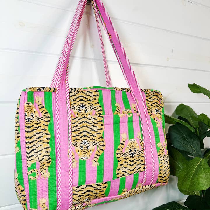 Folklore Couture - Wholesale Weekender Bag - Women's - Quilted Duffle Bag | Weekender Travel Overnight Bag | Tigers2