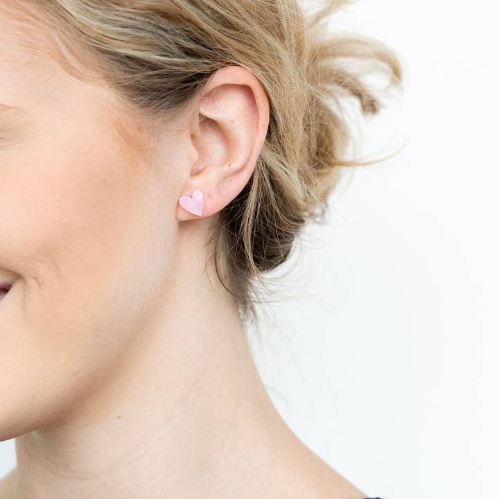 Spiffy & Splendid - Wholesale Stud/Post Earrings - Hand Drawn Heart Studs - Pink // Jewelry, Earrings, Valentine's6