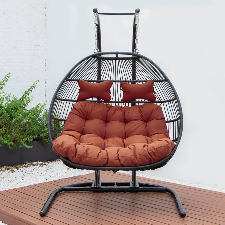 LeisureMod - Wholesale Egg Chair - Wicker 2 Person Double Folding Hanging Egg Swing Chair81