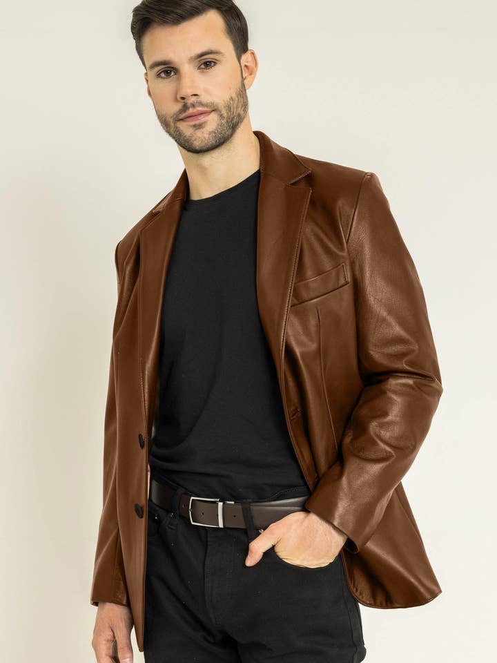 Angelo Leather Blazer #3 for wholesale by Cuir Dimitri