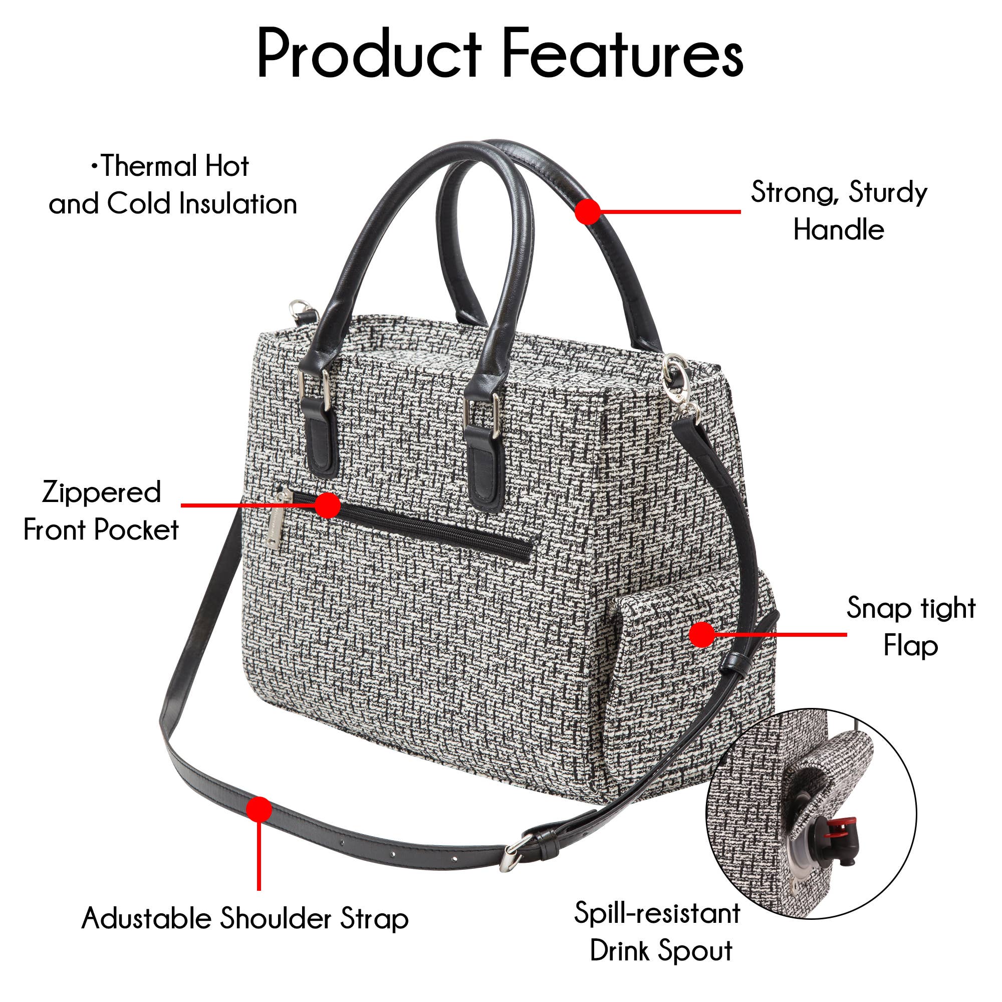 Primeware Inc. - Wholesale Wine Tote - Drink Purse | Wine Purse Tweed Design9
