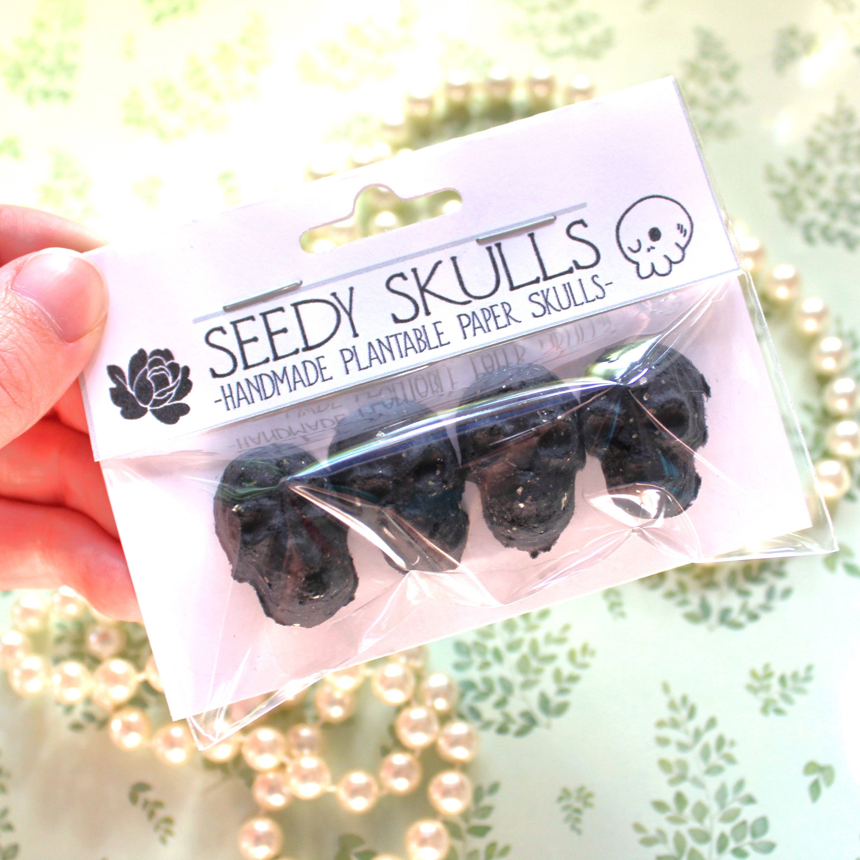 Darling Homebody - Wholesale Plant Seeds - 4 Pack Black Plantable Paper Skulls / Seed Bombs / Seedy Skulls Pack / Recycled Paper Pulp Craft / Spring Summer Small Gift / Wild Flowers3